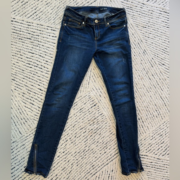 Armani Jeans Slim Ankle Zippers Moto Stretch Med Wash Skinny Zip Straight Leg 26 - Picture 3 of 5